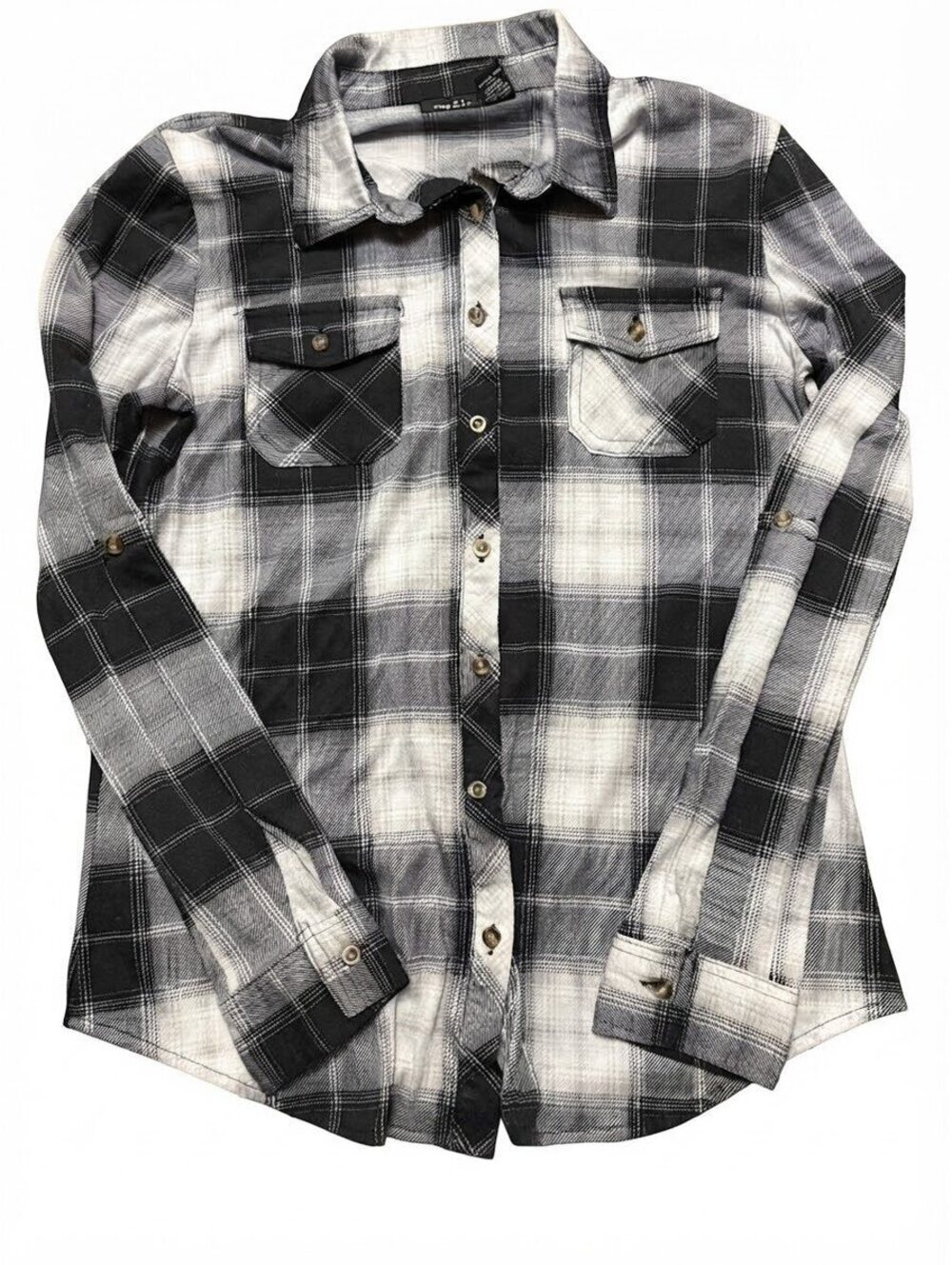 Rue21 Black & White Plaid Button-Up Shirt - Women's Size M
